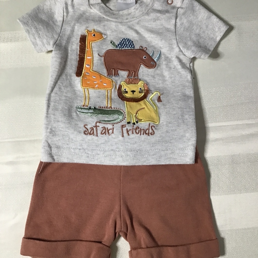 Little Beginnings, Two Piece Safari Friends set, Size 0-3 months